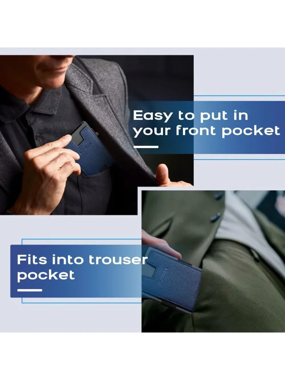 〽️ Men Royal Blue Slim 6+6 Card Holder Minimalist RFID Blocking Wallet